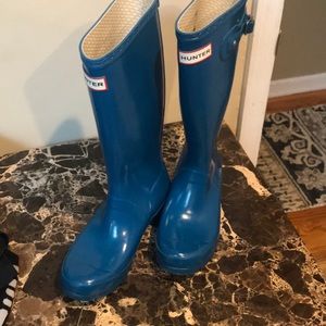 Kids hunter boots ocean blue gloss